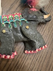 Vintage Dorian Designs 1989 Elephant Necklace RARE Colorful articulating SIGNED