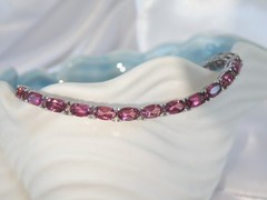 Sterling Silver 925 Rhodolite Pink Garnet Tennis Bracelet 8″
