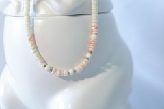 Vintage white and peach Puka shell bracelet and necklace set