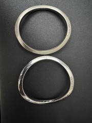 2 DKNY Silver Tone Brushed & Shiny 2.25″ Diameter Bangle Bracelets M1
