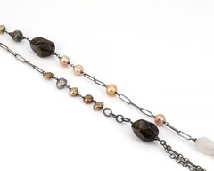 Vintage Silpada Freshwater Pearl Rutilated Quartz Sterling Chain Necklace N1421