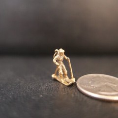 Vintage Gold Over Sterling Silver Ski Charm Skiing Skier Pendant