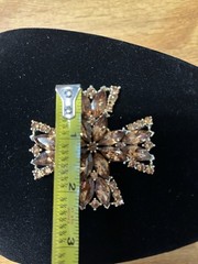 Signed Vintage 70s WEISS RARE 2-1/2” Maltese Cross Orange Austrian Crystals