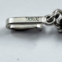 Vintage TRIFARI Signed Oval Rhinestone Silver Tone Tennis Necklace 16.5″