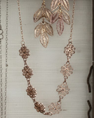 Copper Brass Filigree Flower Necklace – Adjustable 16–18″ – Roost – MSRP $60