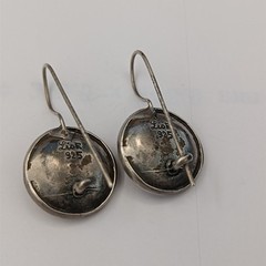 Modernist Pearl Earrings Handmade Silver Gold Israeli Artist Studio VTG Jewelry