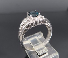 Vintage 1.07ct Deep Blue Sapphire & 0.48ct Diamond Platinum Ring Size 7