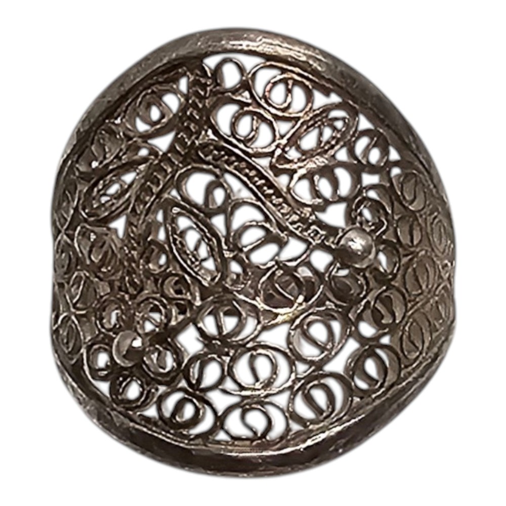 Sterling Silver Ring 925 Large Filigree Band Size 8.25 3.22g Vintage