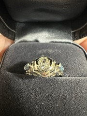 Antique 14-18K White Gold Rose Diamond Filigree Engagement Ring Edwardian? Deco?