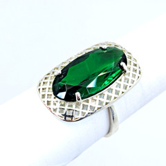 Vintage Luxury RING Silver 925 with Chic Big Bright Stone -size: 9US (19mm)| #53