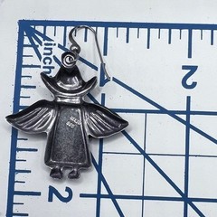 Vtg Sterling Silver Mexico Cowboy Angel Dangle Earrings Two Tone Wings Hat