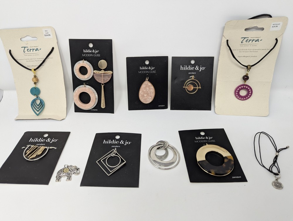 Vintage Pendant Lot Terra Necklace Charm Jewelry Set Mostly NWT 11pc