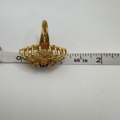 Vintage Cocktail Ring Modernist Dome Purple & Clear Crystals Size 5.5 18KGE
