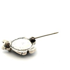 Sterling Silver Onyx Teddy Bear Pin (7/8 x 1 1/8 Inch)