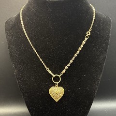 Vintage 12k Gold Filled Pocket Watch Fancy Chain FOB, Swivel Dog Clip, Heart