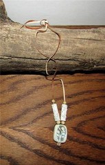 VINTAGE ARTISAN HAND-MADE POLYMER CLAY BEAD PENDENT LEATHER CORD NECKLACE