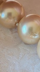 Vintage Gold-Tone Glass Faux Pearl Necklace 925 Clasp – High-Quality Statement