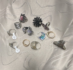 10pc Mixed Lot Women’s Fashion Rings Multicolor Metal Glass Rhinestone