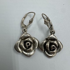 A 925 Sterling Silver Rose Leverback Dangle Earrings Thailand