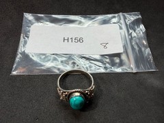 3.02g Vintage Sterling Silver 925 Ring Oval Turquoise Teal Rope Size 8 M