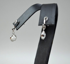 Vintage Silver Tone Pierced Post Earrings w/ Clear Rhinestone Dangle .75″