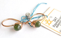 Vintage Earrings natural Nephrite Stone Gilt Sterling Silver 925 Women’s Jewelry
