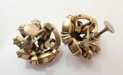 Vintage Hollycraft 1952 Signed Purple Rhinestone Earrings