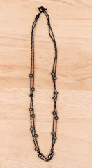 Signed MMA Metropolitan Museum of Art Black Tone Faceted Station Necklace Vtg