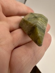 Vintage Faceted Green Stone Handmade Pin Brooch Canadian Jade? 2.5 Inches