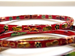 CLOISONNE ( LOT OF 4 ) GLASS FLORAL LEAF VARIOUS COLORS BANGLES BRACELETS