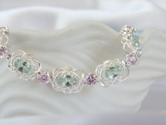 Sterling Silver 925 Mint Green Topaz Gemstone Tennis Bracelet 7.5″