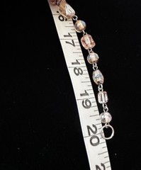 Vintage Wire Wrapped Peach Champagne Art Glass Bead Chain Necklace 20″ 50g