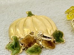 Gold Tone Autumn Fall Enamel Pumpkin Pin Brooch Lot p124