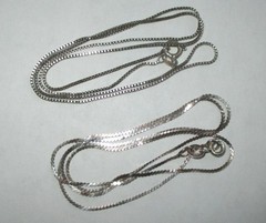 LOT 2 – 18in STERLING SILVER CHAIN NECKLACES BOX S 3.5mm VINTAGE USED
