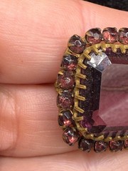 Vintage Rhinestone Brooch Gold Tone Purple READ