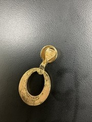 Vintage MONET Clip On Set Gold Tone & White Enamel/ Gold Texture Dangle Hoops