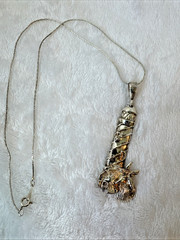 VTG Silver 18KGP herringbone chain 90s lighthouse starfish beach pendant cruise