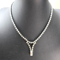 Vintage Rhinestone Necklace Lot Art Deco Style Bow Drop Pendant 14 Inch