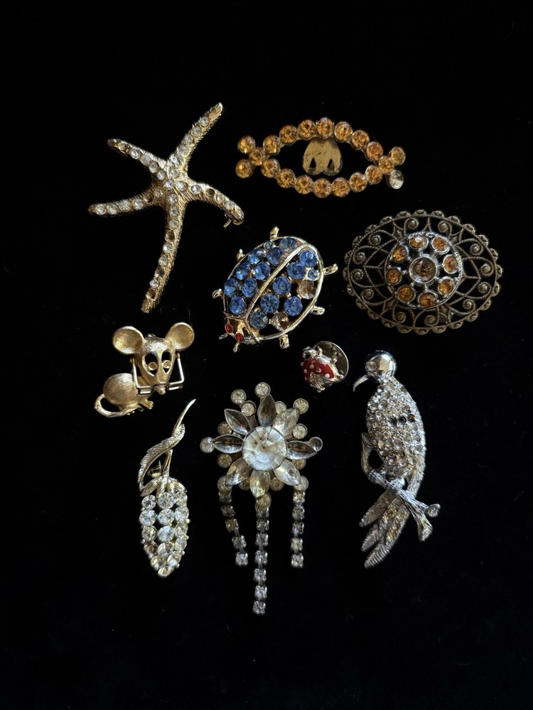 Vintage 9 Brooches/Pins Repair Upcycle Craft Lot Unsigned 1 Avon Mix Styles