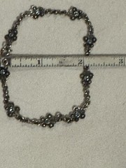 Vintage Silver Plate? and Faceted Blue Rhinestone 8.5” Bracelet