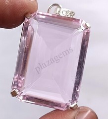 100 CT PINK Topaz Certified EMERALD SHAPE 925 Solid Silver Pendant Gems 5ATZ