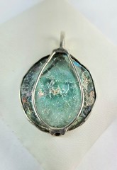 Uri Ramot Brutalist Free-form Ancient Roman Glass Pendant 925
