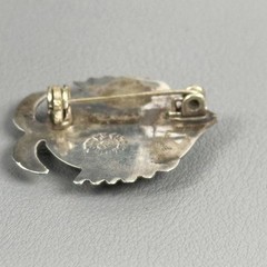 Vintage Taxco PRH Mexican Sterling Silver Fish Brooch W/ Abalone Shell Inlay