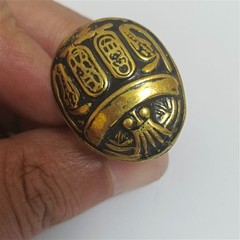 Handmade Egyptian jewelry: brass scarab ring, free size, artisanal elegance ,
