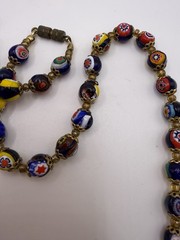 Murano Millefiori Bead Necklace Knotted Graduated Venetian Glass 25 In Vtg Italy