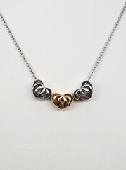 $6000 1ct VS G & FANCY INTENSE PINK Diamond 3 HEART 18k White Rose Gold Necklace