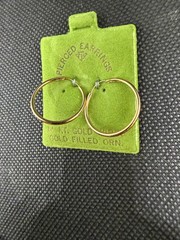 Vintage Solid 14kt Gold Earwire Gold Filled Hoop Earrings 0.8g NOS