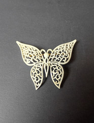 VTG Crown Trifari Filagree White Enamel Butterfly Brooch, Mid Century Modern