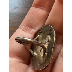 Vintage Sterling Native American Coin Gemstone Mosaic Inlay Ring Size 5.25