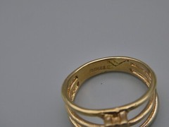 Letter L Convertible 3-in-1 Ring Pendant Brooch 18k GP Rhinestone Sz 6.25 15mm